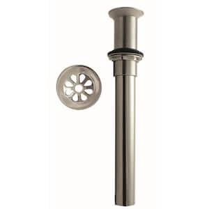 Bathroom Sink Drain Assembly with Rapid Draining Crowned Grid without Overflow Holes - Exposed, Polished Nickel