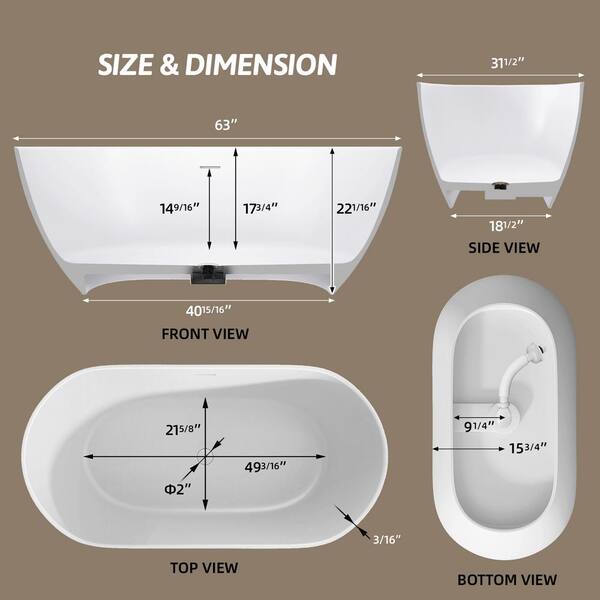 Zeafive Lux 63 in. x31.5 in. Solid Surface Stone Resin