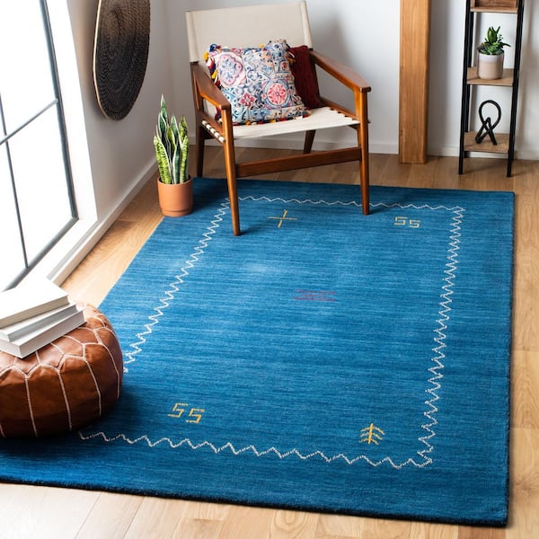 Himalaya Blue 8 ft. x 8 ft. Square Border Area Rug