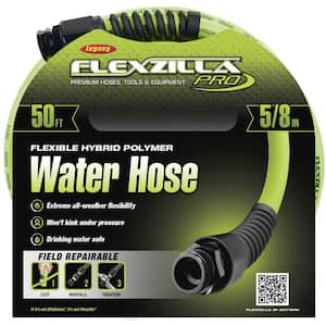 Pro 5/8 in. x 50 ft., 3/4 in. - 11-1/2 GHT Fittings Water Hose