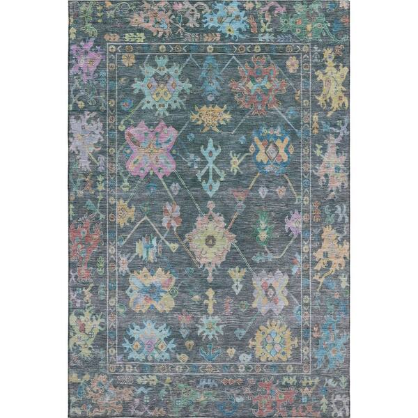 Mayfield Premium Machine Washable Abstract AMF2234 Teal 3 ft. x 5 ft. Area Rug