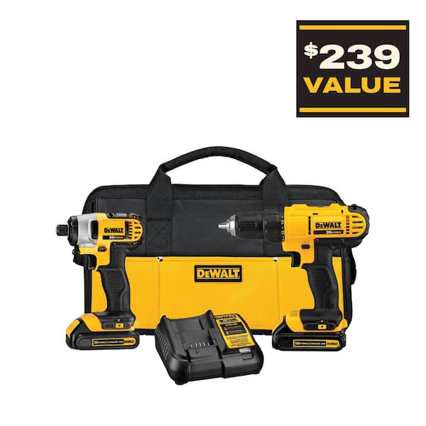 20V MAX Cordless Drill/Impact 2 Tool Combo Kit with (2) 20V 1.3Ah Batteries, Charger, and Bag