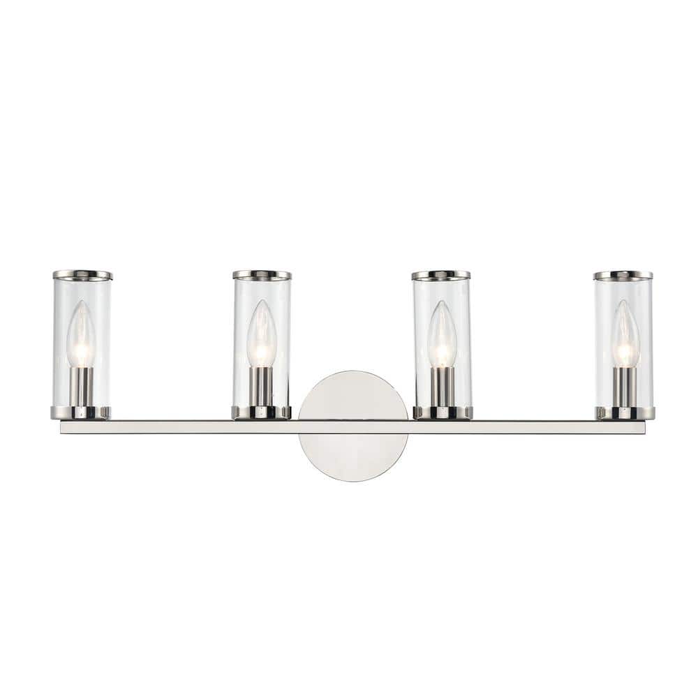 Polished Nickel 4-Light Vanity Light with Clear Glass Shades