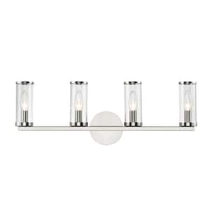 Revolve 25 in. 4 Light 60-Watt Clear Glass/Polished Nickel Vanity Light