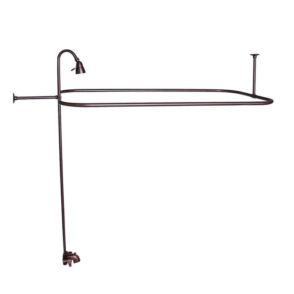 2-Handle Claw Foot Tub Faucet with Diverter Riser 48 in. Rect. Shower Rod Showerhead in Oil Rubbed Bronze price history on PriceWatchPro