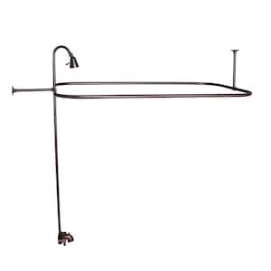 2-Handle Claw Foot Tub Faucet with Diverter Riser 48 in. Rect. Shower Rod Showerhead in Oil Rubbed Bronze