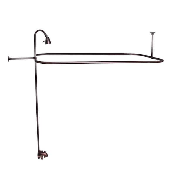 Barclay Products 2-Handle Claw Foot Tub Faucet with Diverter Riser 48 in. Rect. Shower Rod Showerhead in Oil Rubbed Bronze