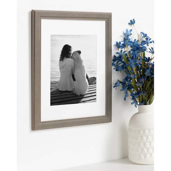 Kieva 11 in. x 14 in. Matted to 8 in. x 10 in. Gray Picture Frame (Set of 4)