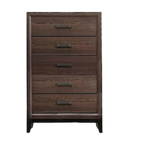 SignatureHome Finish Brown Material Wood 5-Drawer Chest Brown Wood Item Dimensions: 17"W x 32"L x 51"H