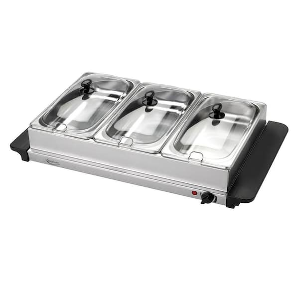 Betty Crocker 7.5 Qt. Stainless Steel Warming Tray with 3 Crocks