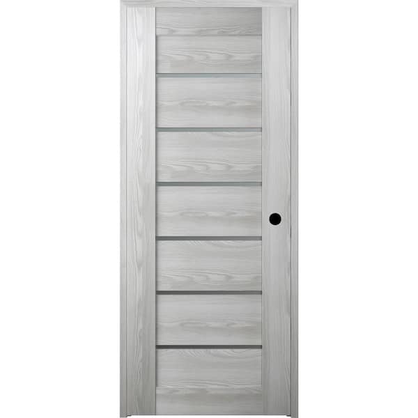 30 in. x 80 in. Vona 07-02 Ribeira Ash Left-Hand Solid Core 6-Lite Frosted Glass Wood Single Prehung Interior Door