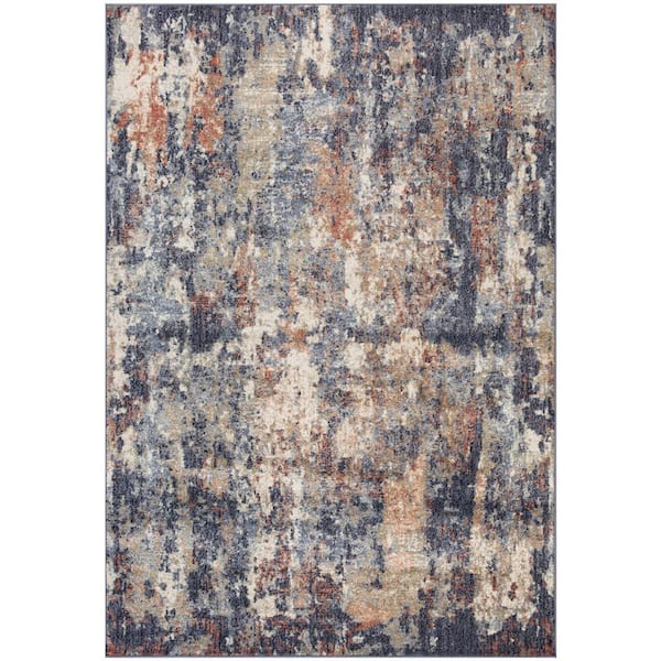 HomeRoots Blue 2 ft. x 3 ft. Abstract Power Loom Area Rug