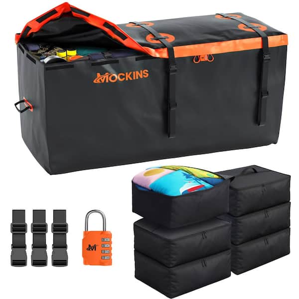 30 cu ft. Orange Waterproof Cargo Carrier Bag (60 in. x 24 in. x 36 in.) with 6-Pack Cubes (29 in. x 23 in. x 12 in.)
