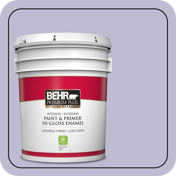 BEHR PREMIUM PLUS 5 gal. #640C-3 Twilight Pearl Hi-Gloss Enamel Interior/Exterior Paint & Primer