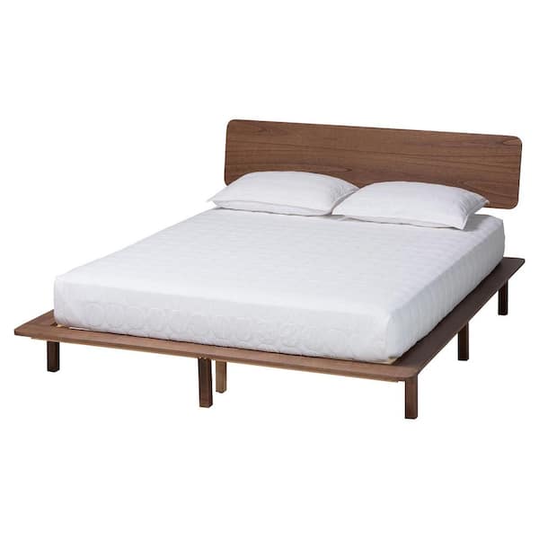 Baxton Studio Alyssa Walnut Brown Wood Frame Queen Platform Bed
