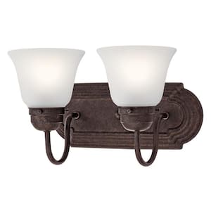 Independence 12.25 in. 2-Light Tannery Bronze Traditional Bathroom Vanity Light with Frosted Glass Shade