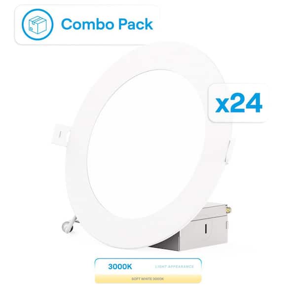 6 in. 3000K IC Rated New Construction Canless 85-Watt Equivalent Integrated LED Recessed Lighting Kit 24-Pack