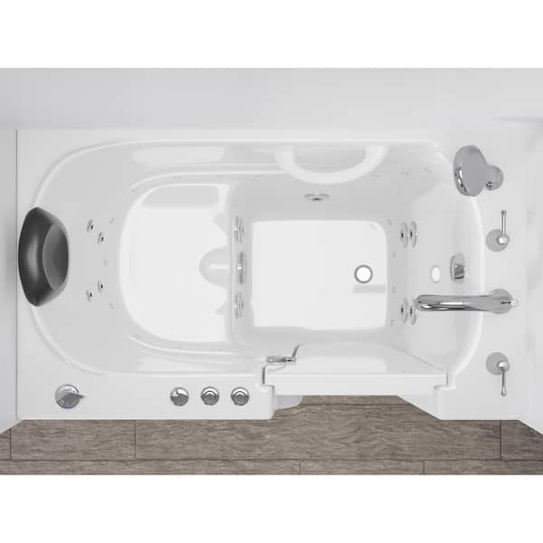 HD Series 60 in. Right Drain Quick Fill Walk-In Whirlpool Bath Tub with Powered Fast Drain in White