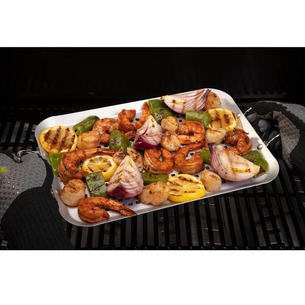 14.5" x 10" Non-Stick Perforated Grill Topper with Handles