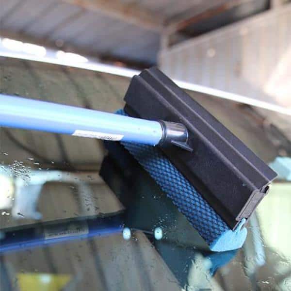 Blue Polypropylene Auto Squeegee Scrubber with Metal Handle