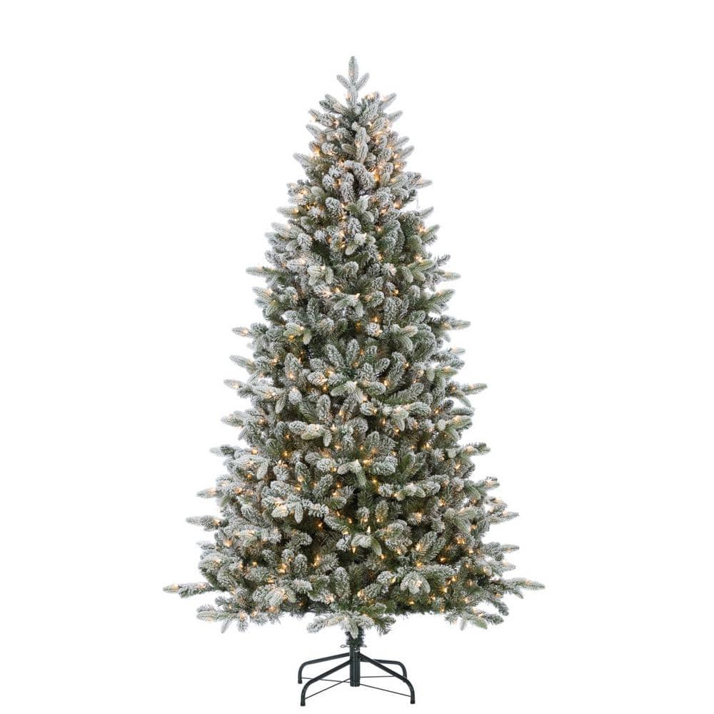 Sterling 7.5 ft. Flocked Natural Cut Swiss Mountain Fir Artificial ...