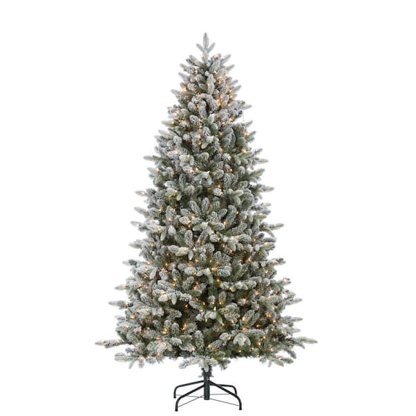 Sterling 7.5 ft. Flocked Natural Cut Swiss Mountain Fir Artificial Christmas Tree with 800 Clear Lights