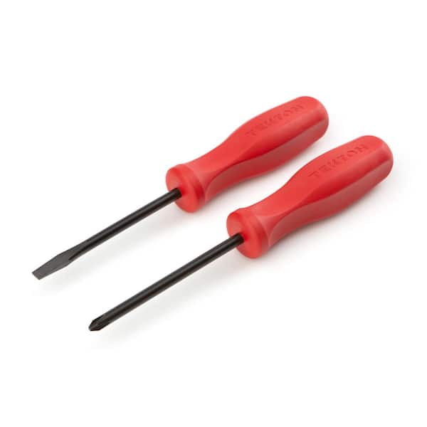 TEKTON #2,1/4 in. Phillips/Slotted Hard-Handle Screwdriver Set Black Oxide Blades (2-Piece)