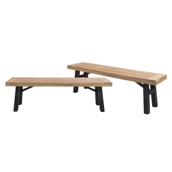 Unbranded Grey Acacia Wood Outdoor Bench with Slat Panel Design 2-Pieces