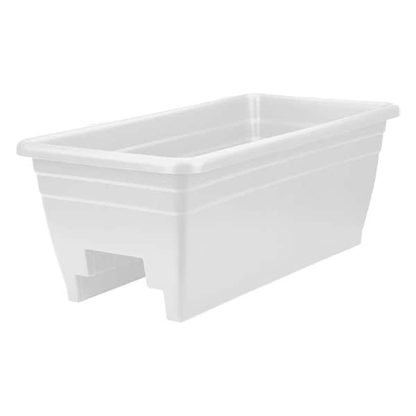 Heavy-Duty 24 in. W White Plastic Akro Deck Rail Box Planter with Plugs  (4-Pack)