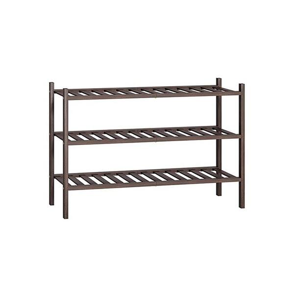 Huluwat 18 in. H 9-Pair Bronze Wood Shoe Rack Stackable Storage Rack ...