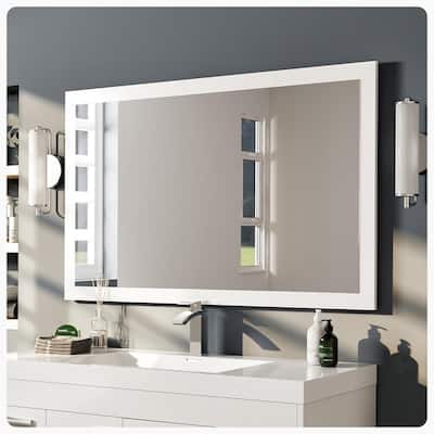 Sun 48 in. W x 30 in. H Framed Rectangular Bathroom Vanity Mirror in Gloss White