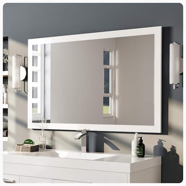 Eviva Sun 48 in. W x 30 in. H Framed Rectangular Bathroom Vanity Mirror in Gloss White