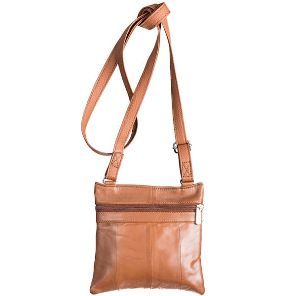 CHAMPS Champs Triple Zip Crossbody Brown Leather Tote Bag 1027-BROWN - The  Home Depot