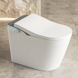 Elongated Smart Bidet Toilet 1.28 GPF for Bathrooms, Toilet with Warm Water Sprayer, Dryer and Heated Bidet Seat in Gray