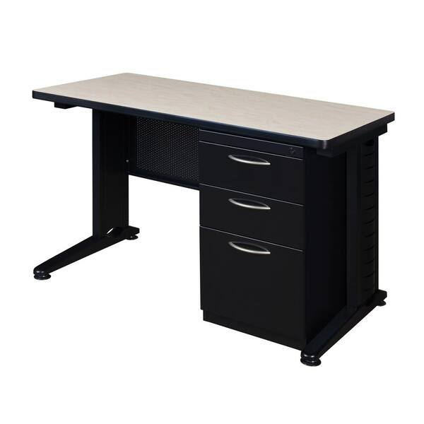 Unbranded Fusion 48 in. W x 24 in. D Maple Single Pedestal Desk