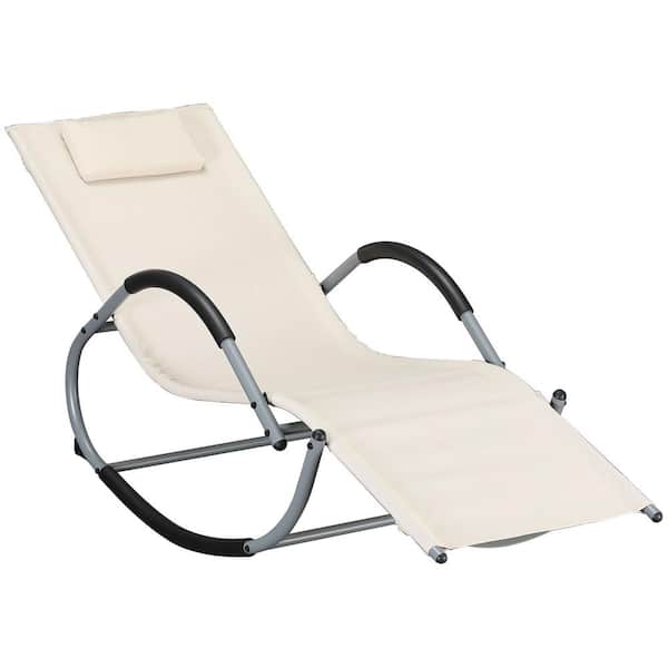 Outsunny Grey Metal Outdoor Chaise Lounge