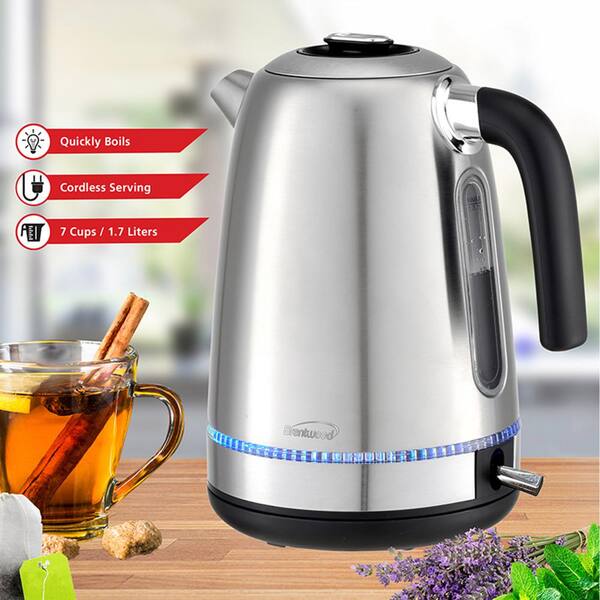 Culinary Edge ET1730 Electric Cordless Stainless Steel Tea Fast Water Kettle  w/ Auto Shut-off, Brushed Stainless, 1.7 Liter - Larry The Locksmith