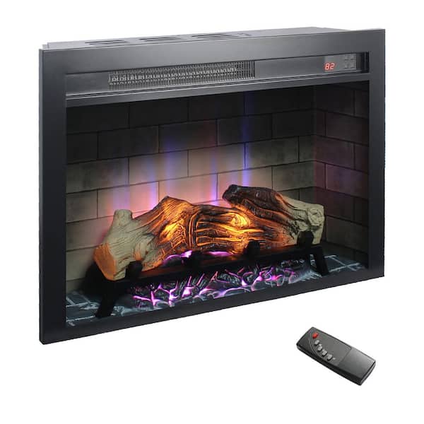 5018 BTU 28 in. Recessed Electric Fireplace Insert with Overheat Protection, Brightness Adjustment