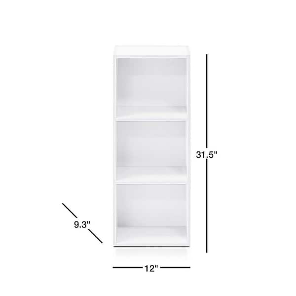 Furinno Tropika 31 49 In White Faux, White Three Shelf Bookcase