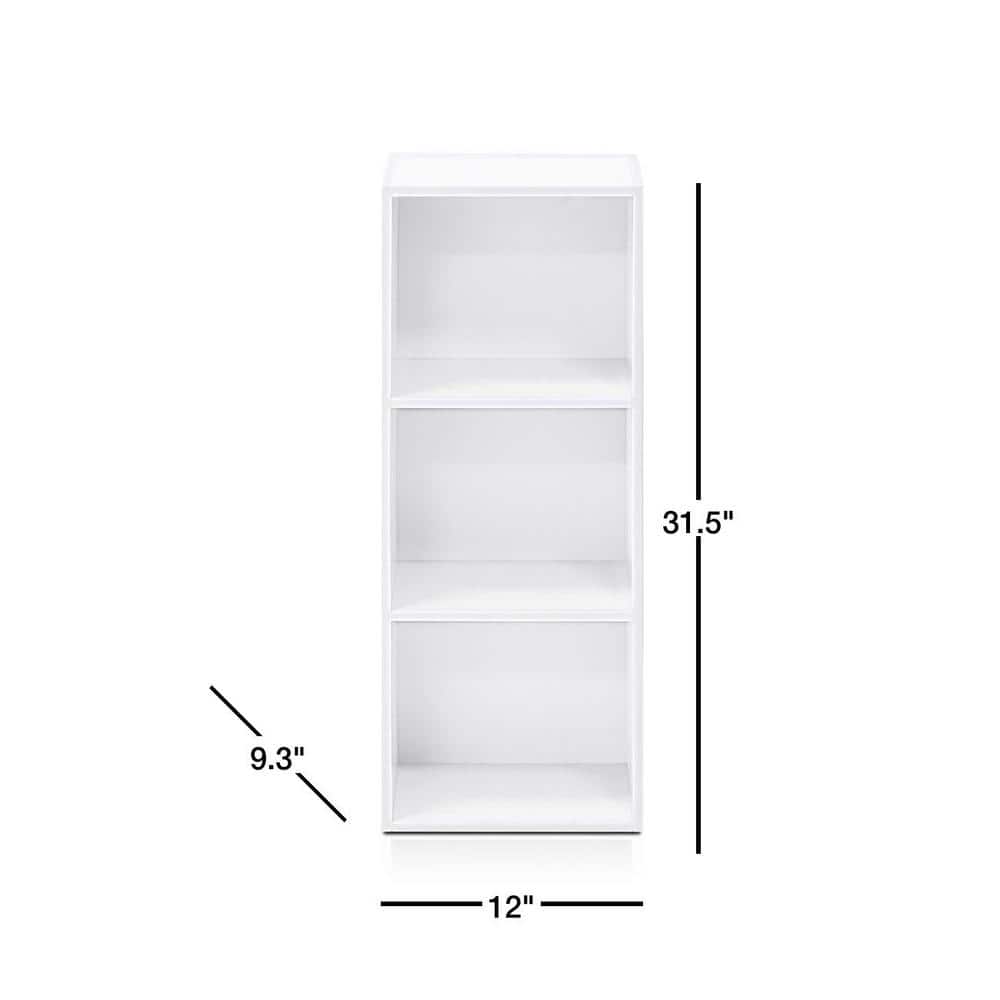 Sleek White Wood 3-Tier Open Cube Bookshelf