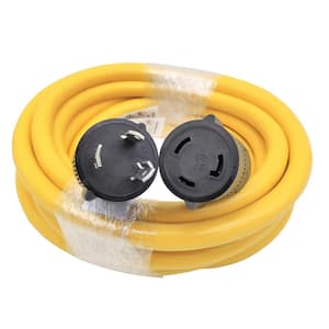 25 ft. 10/3 30 Amp 125V Twist Lock NEMA L5-30 Indoor/Outdoor Generator Extension Cord(L5-30P to L5-30R),Yellow,UL Listed