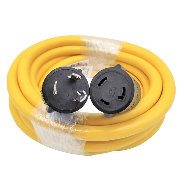 25 ft. 10/3 30 Amp 125V Twist Lock NEMA L5-30 Indoor/Outdoor Generator Extension Cord(L5-30P to L5-30R),Yellow,UL Listed