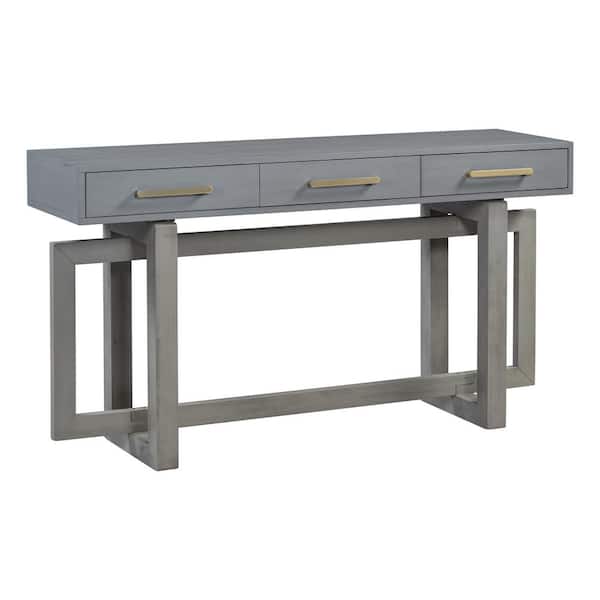 Unbranded Antique Gray Elegant Console Table with Three Drawers, Extra Long Entryway Table for Entryway Hallway or Outdoor