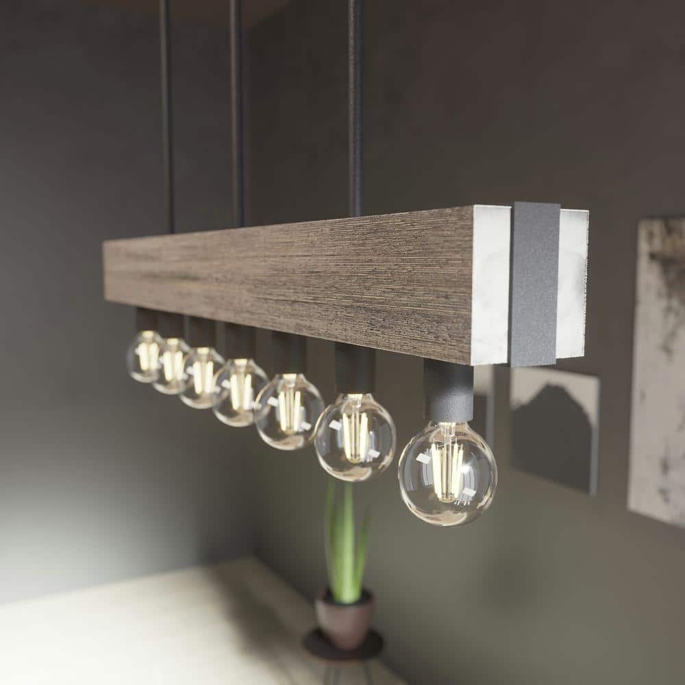 Donelson 7 Light Rustic Iron Linear Chandelier Kitchen Light price history on PriceWatchPro