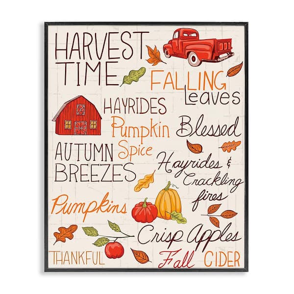 Stupell Industries Harvest Time Phrases by Diane Labombarbe 1-Piece Framed Graphic Print Travel Poster Art Print 14 in. x 11 in.