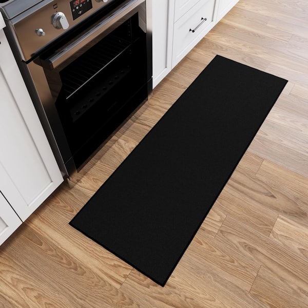 Homeline Non-Slip Rubberback 3 x 5 Indoor Custom Cut Extra Long Runner Rug, 2 ft. 7 in. x 5 ft., Black