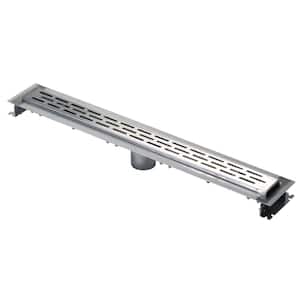 28 in. Stainless Steel Linear Shower Drain with End Bottom Outlet
