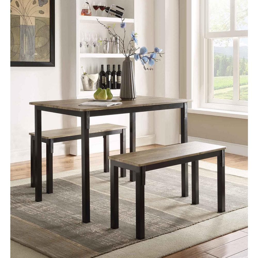 4d Concepts Boltzero 3 Piece Walnut And Black Dining Set 159356 The Home Depot