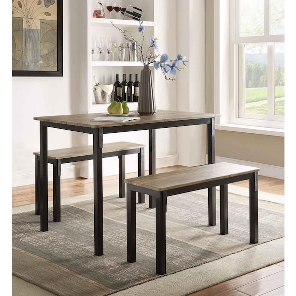 4D Concepts Boltzero 3-Piece Walnut and Black Dining Set