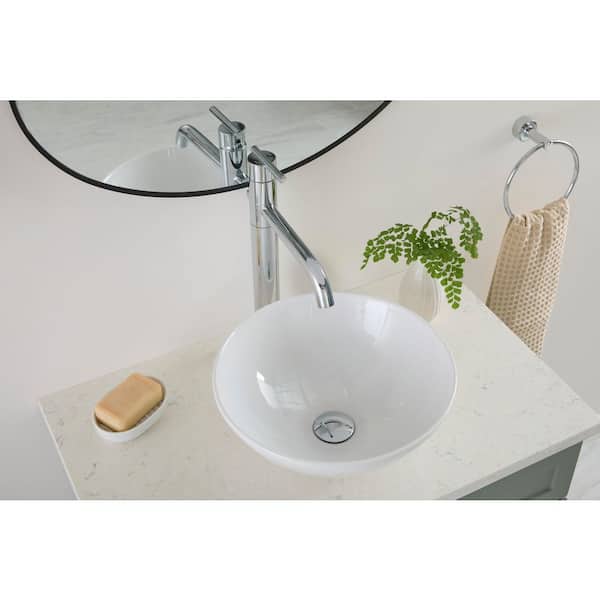 Cymira Round 15 in. Vessel Bathroom Sink in White Ceramic Fireclay